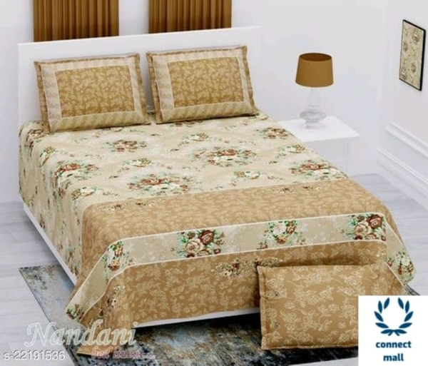 VOGUISH Cotton Super Fine Qatar Print King Size Bedsheet with two pillow cover - King Size, Cotton, Multipack :1